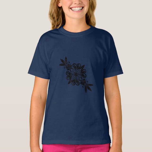 Bild med svartvit elegant, marinblå t shirt (Framsida)