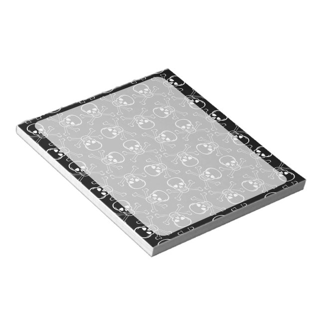 Bild Mönster för vit skull och korsben Anteckningsblock (Vinklad)