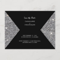 Bild och svart foto i Silver Glitter Spara datum