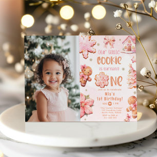 Bild på 1-årsdag för den lilla cookie-julen inbjudningar