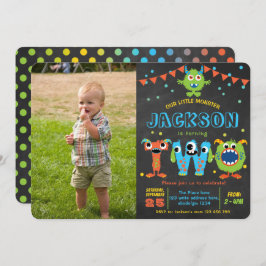 Bild på 2-årsdag för lille Monster chalkboard-pojk Inbjudningar