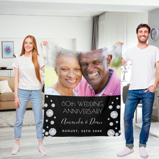 Bild på 60:e diamanten bröllop-årsdagen anpassning fleecefilt (Skapare uppladdad)