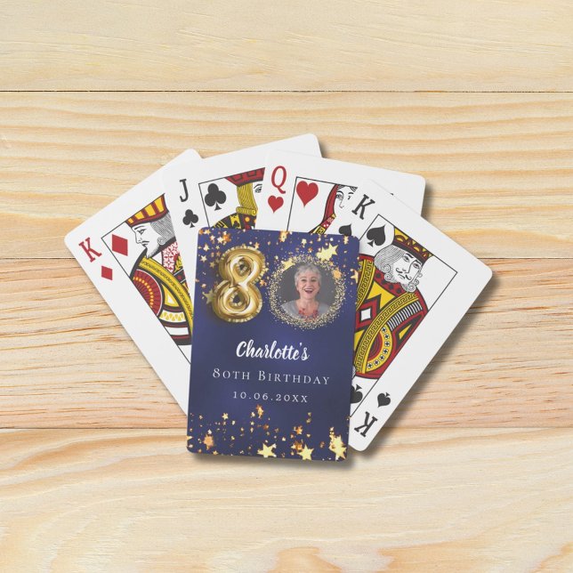 Bild på 80-årsdagen av marinblå guld-stjärnor casinokort (Skapare uppladdad)