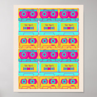 Bild på 80-sekundersband med funkyn Retro kassett Poster
