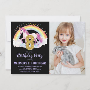 Bild på 8:e regnbåge, Unicorn Birthday-inbjudan Inbjudningar