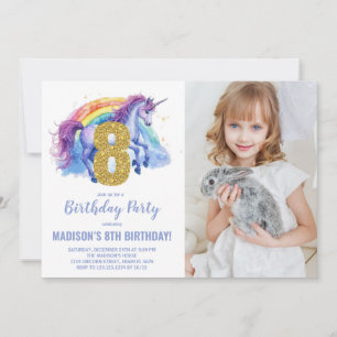 Bild på 8:e regnbåge, Unicorn Birthday-inbjudan Inbjudningar