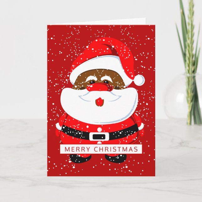 Bild på afrikansk Jultomten Helgkort (Framsida)