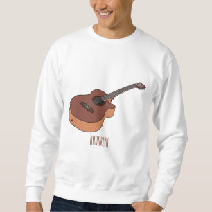 Bild på akustisk gitarr-tecknad lång ärmad tröja