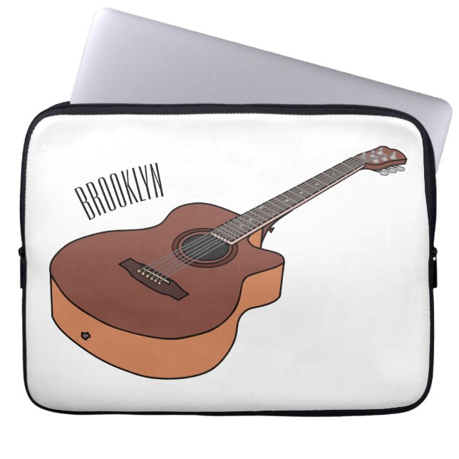 Bild på akustisk gitarr-tecknad laptop fodral (Framsidan)