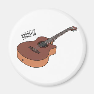 Bild på akustisk gitarr-tecknad magnet