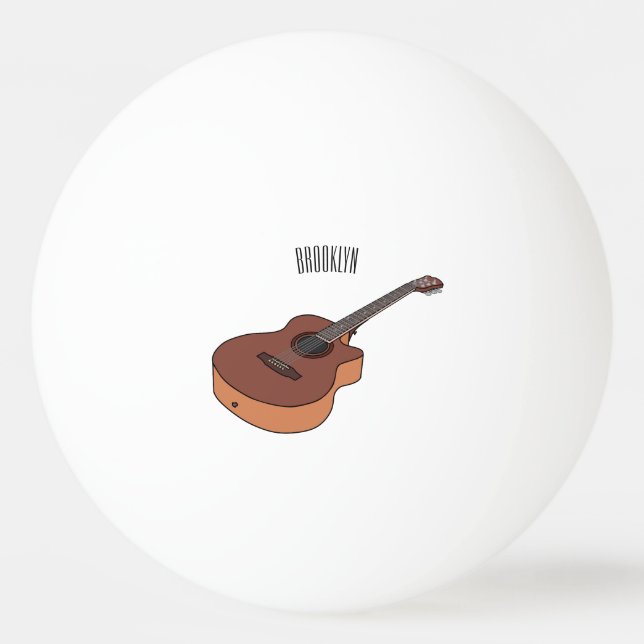 Bild på akustisk gitarr-tecknad pingisboll (Framsidan)