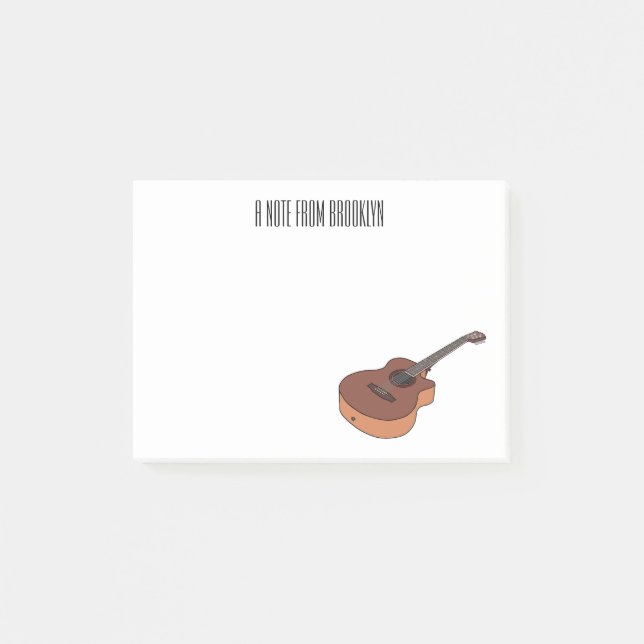 Bild på akustisk gitarr-tecknad post-it block (Framsida)