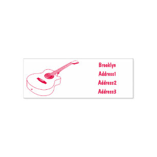 Bild på akustisk gitarr-tecknad självfärgande stämpel