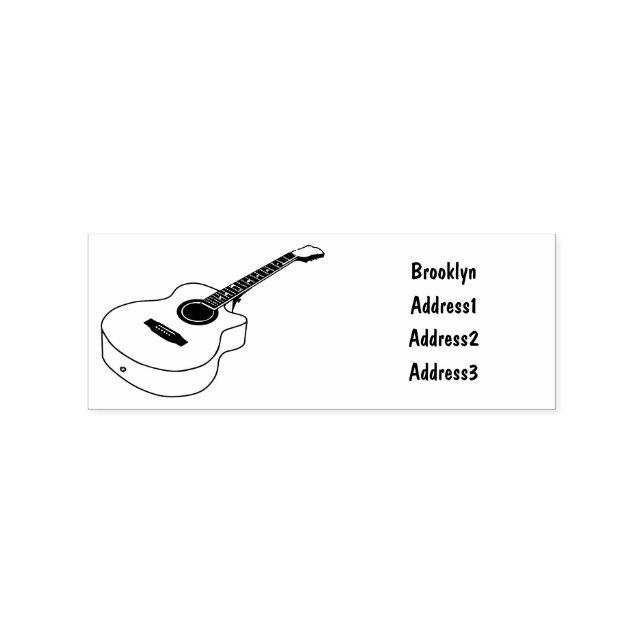Bild på akustisk gitarr-tecknad stämpel (Tryck)