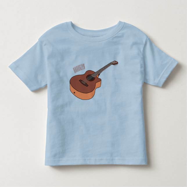Bild på akustisk gitarr-tecknad t shirt (Framsida)