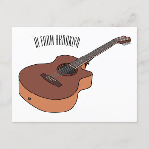 Bild på akustisk gitarr-tecknad vykort