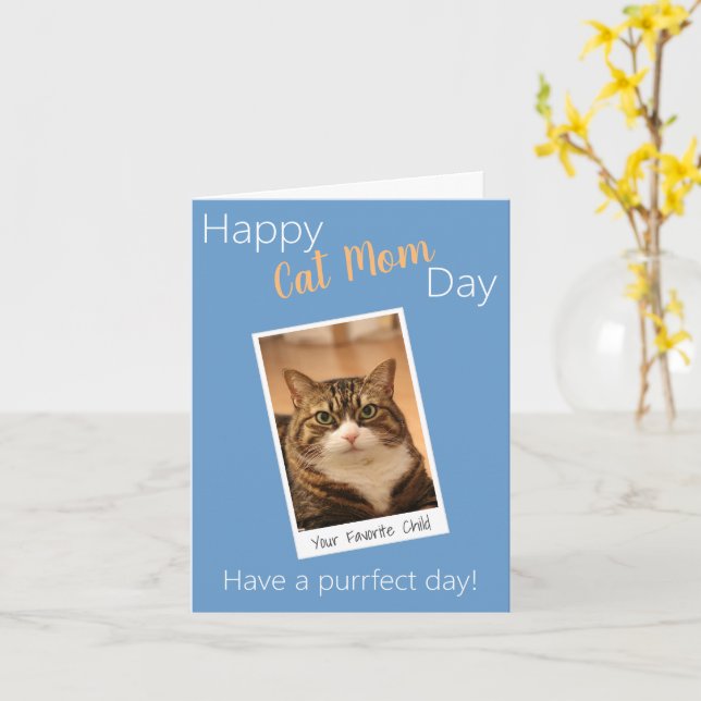 Bild på Anpassningsbarna Cat Mamma i Päls Mors dag Kort (Gul blomma)