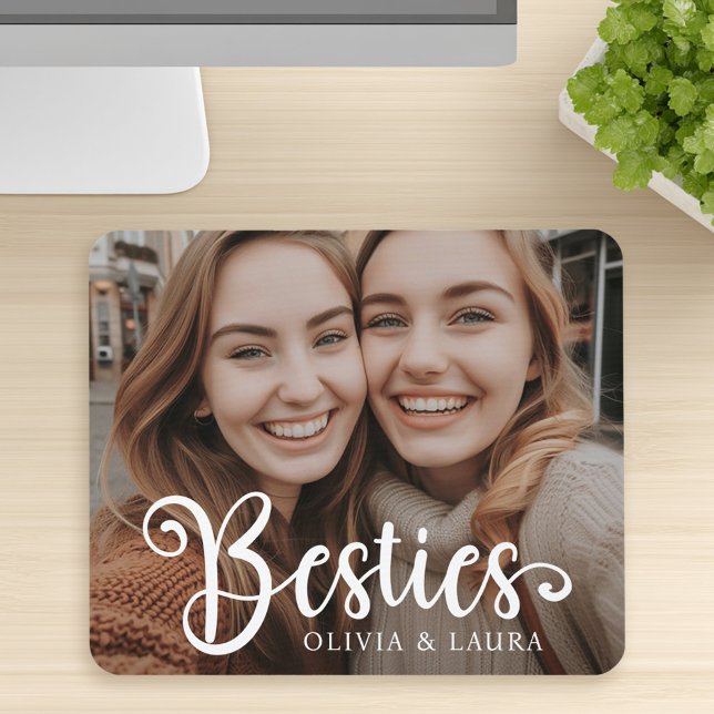 Bild på bästa vänner med egna namn musmatta (Besties best friends custom names photo mouse pad)