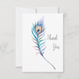Bild på blåfärgsfjäder tack kort