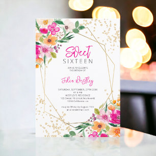 Bild på blommigten guld glitter, Sverige 16 Inbjudningar