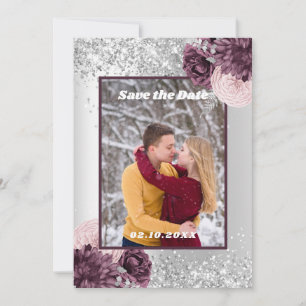 Bild på blommigten Silver burgundy Spara datum brö