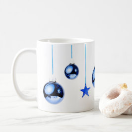 Bild på bollar, blå julafton Dekoration Kaffemugg
