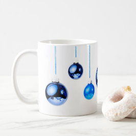 Bild på bollar, blå julafton Dekoration Kaffemugg