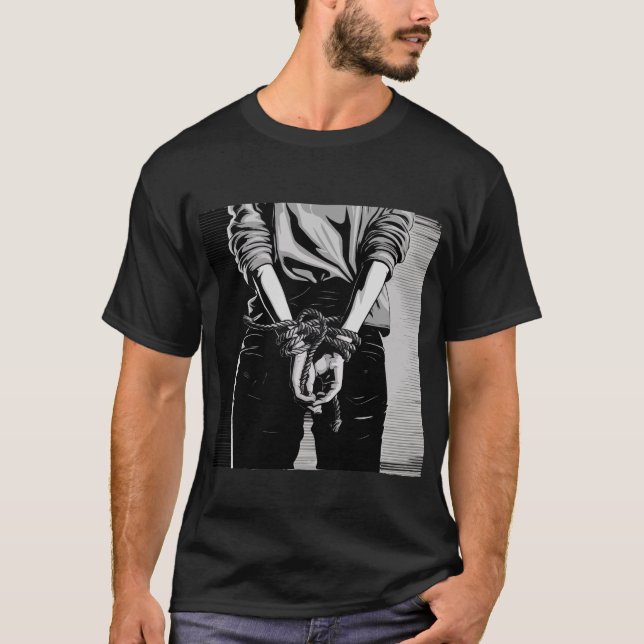 Bild på bundet händer shibari BW T Shirt (Framsida)