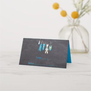 Bild på Cute Blue Chalkboard babyvisningsprogram Placeringskort
