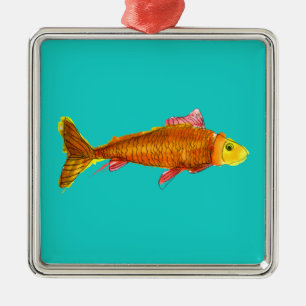 Bild på Cute Comet Goldfish-popkonst Julgransprydnad Metall