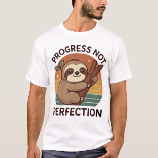Bild på Cute Sloth "Progress Not Perfection" (Förl T Shirt