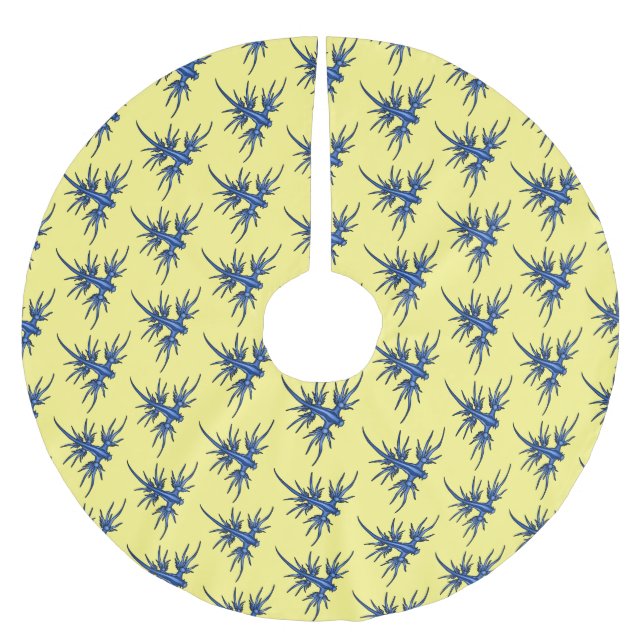 Bild på den blå draken julgransmatta borstad polyester (Framsidan)