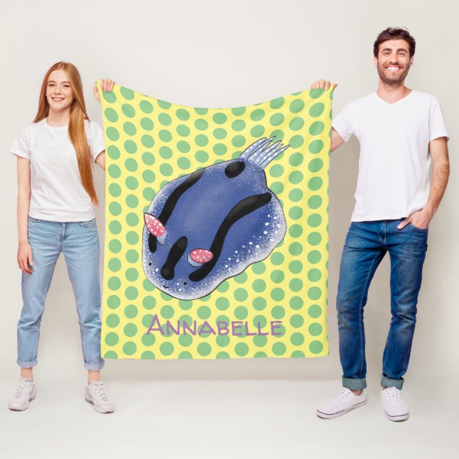 Bild på den blå tecknaden Cute lycklig Fleecefilt (På plats)