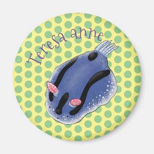 Bild på den blå tecknaden Cute lycklig Magnet