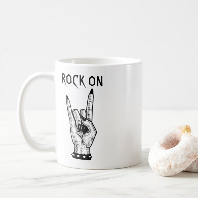 Bild på female Hand Rocker-teckning Kaffemugg (Med munk)