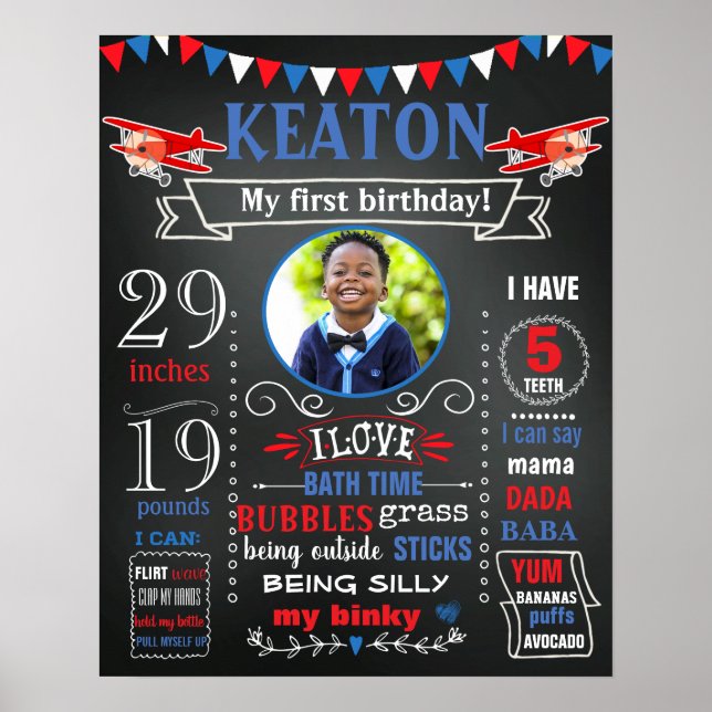 Bild på första födelsedag för skyltskylt poster (Framsidan)