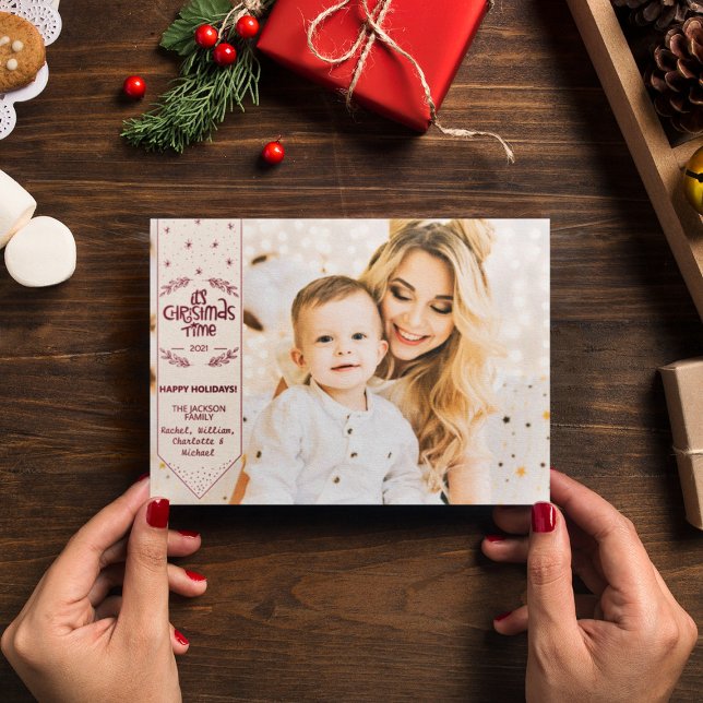 Bild på glad helg i jultid julkort (Skapare uppladdad)