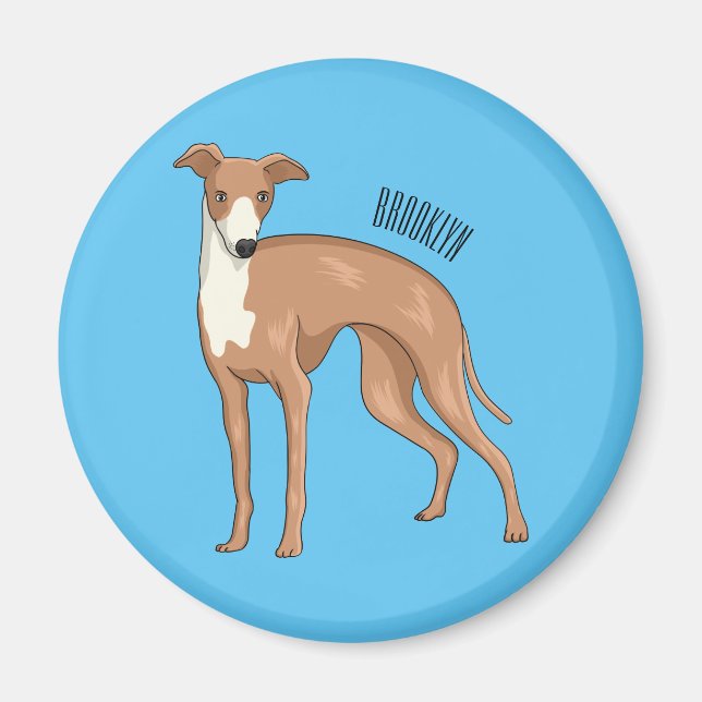 Bild på Greyhound-hund tecknad Magnet (Framsidan)