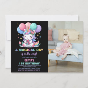 Bild på inbjuden till Ballons Unicorn Birthday-inb Inbjudningar