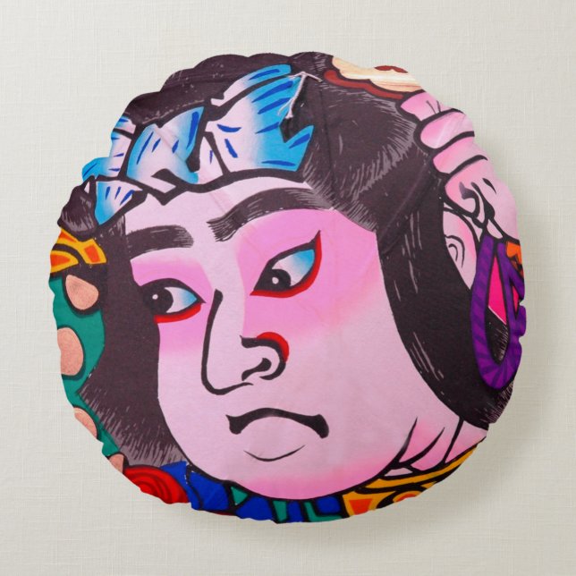 Bild på japansk traditionell nitrit,drake,samur rund kudde (Framsidan)