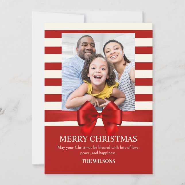 Bild på Julband med röda remsor Julkort (Framsida)