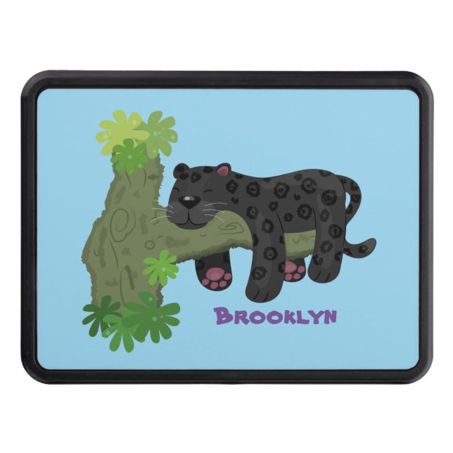 Bild på kattens tecknad i Cute jaguar Black panthe Dragkroksskydd (Framsidan)