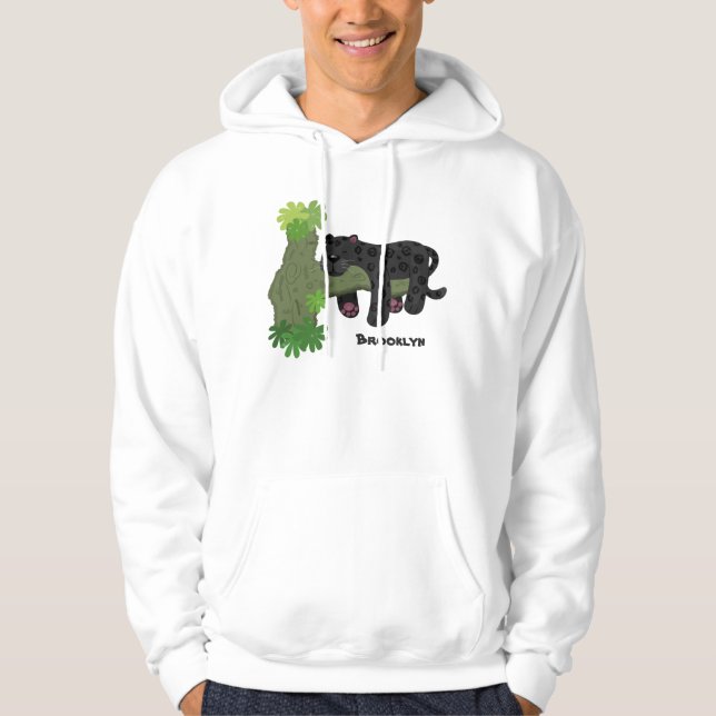 Bild på kattens tecknad i Cute jaguar Black panthe Hoodie (Framsida)