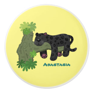 Bild på kattens tecknad i Cute jaguar Black panthe Knopp