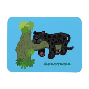 Bild på kattens tecknad i Cute jaguar Black panthe Magnet