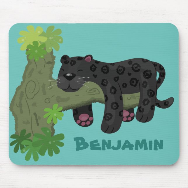 Bild på kattens tecknad i Cute jaguar Black panthe Musmatta (Framsidan)