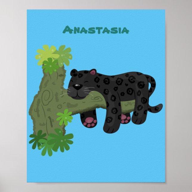 Bild på kattens tecknad i Cute jaguar Black panthe Poster (Framsidan)