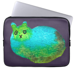 Bild på kattkonst i ljusblå tjock laptop fodral
