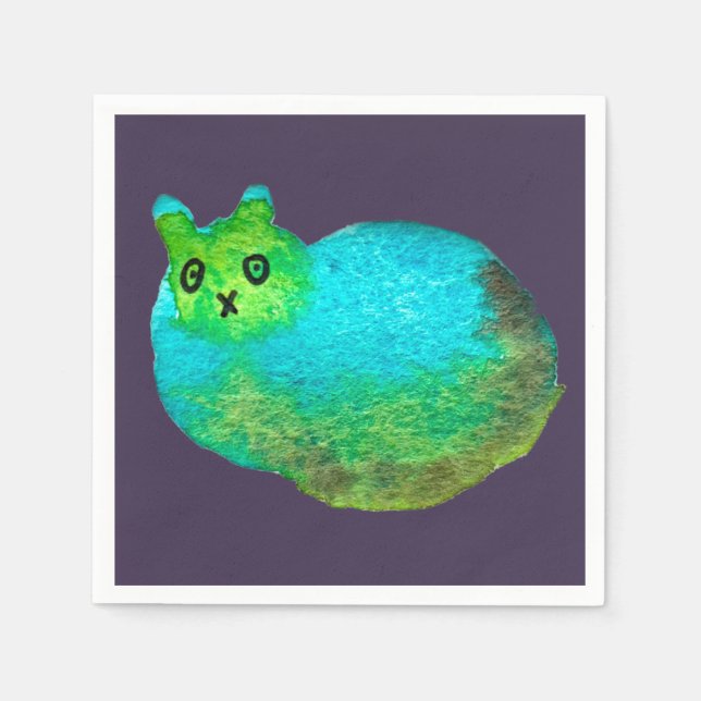 Bild på kattkonst i ljusblå tjock pappersservett (Framsidan)