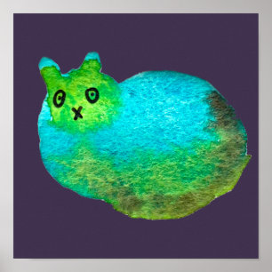 Bild på kattkonst i ljusblå tjock poster